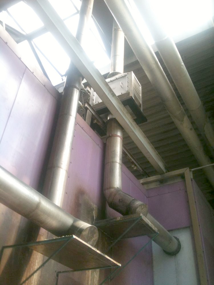 FERCHER exhaust gas heat exchanger mounted above the curing oven